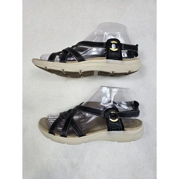 Easy Spirit Black Strappy Comfort Sandals 7M Adjustable Slingback Shoes - Picture 5 of 8